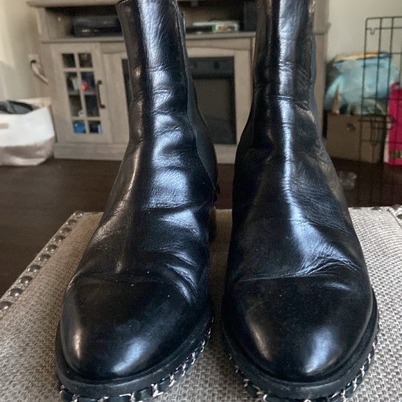 Chanel Classic Black Leather Booties with Chain Detail SZ 42 - USED - Picture 4 of 5